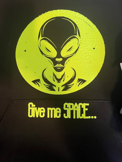 Give Me Space…Alien face Hoodie puff vinyl.